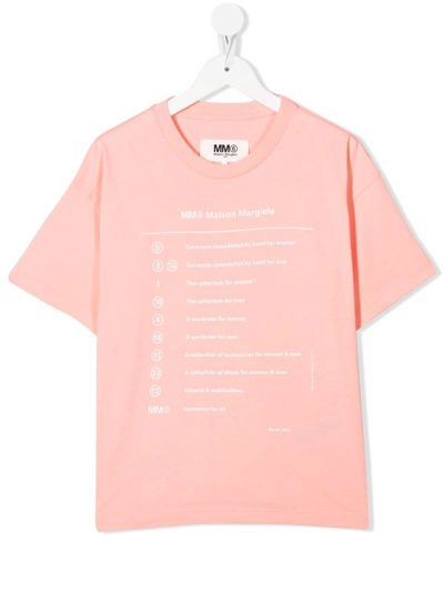 Mm6 Maison Margiela Kids' Graphic-print Short-sleeve T-shirt In Pink
