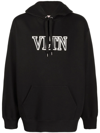 Valentino Logo Detailed Drawstring Hoodie In Schwarz