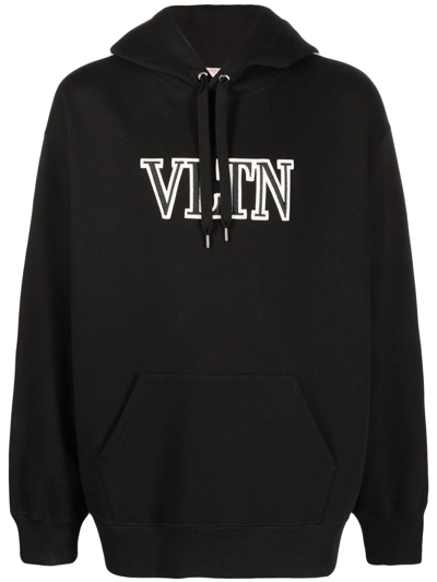 Valentino Logo-print Cotton Hoodie In Black