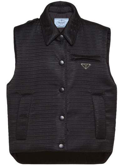 Prada Padded Re-nylon Vest In Black