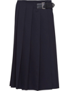 Prada Gabardine Pleated Midi Skirt In F0008 Bleu