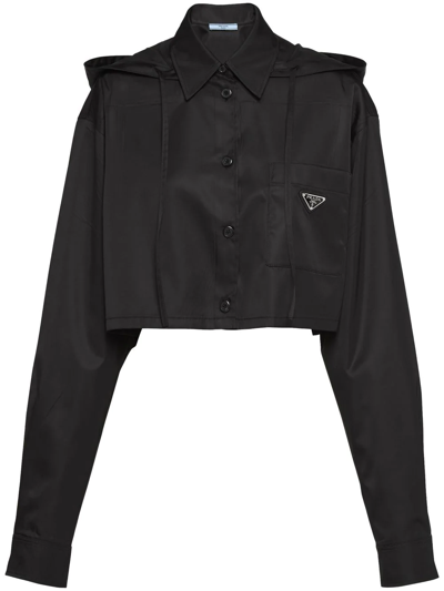 Prada Re-nylon Gabardine Shirt In Black