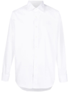 Canali Buttoned Long-sleeve Tuxedo Shirt In Weiss