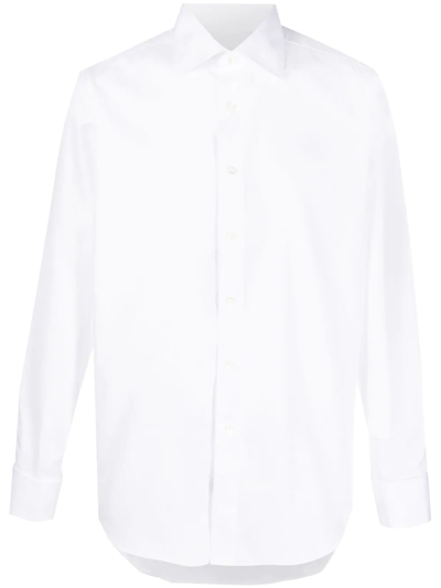 Canali Buttoned Long-sleeve Tuxedo Shirt In White