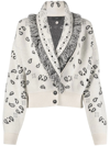 Alanui Bandana Jacquard Wool-cashmere Cardigan Bomber, White In Weiss