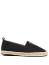 PHILIPP PLEIN LOGO-PRINT LEATHER-TRIM ESPADRILLES