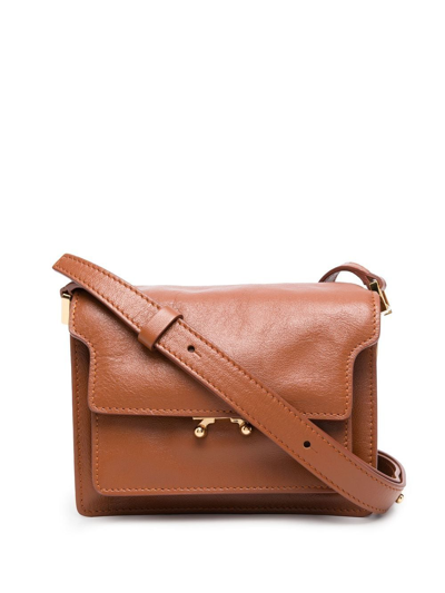 Marni Trunk Leather Satchel Bag In Braun