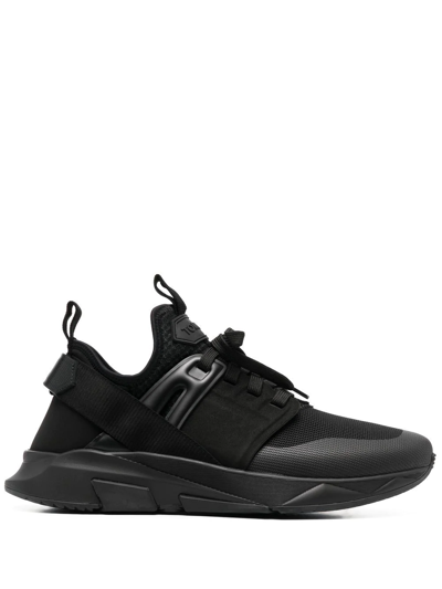 Tom Ford Smoothleather Low Top Sneakers In Black