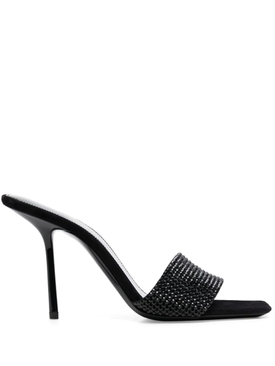 Saint Laurent Gem-embellished Square-toe 95mm Mules In Schwarz