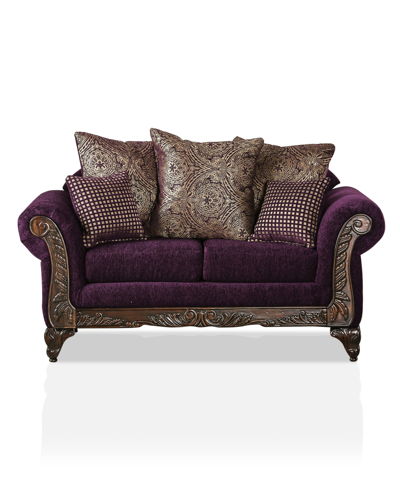 Furniture Of America Zeeland Flared Arm Loveseat In Purple