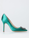 Manolo Blahnik Hangisi Satin Pumps In Emerald