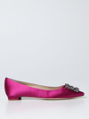 Manolo Blahnik .satin Hangisiflat Ballerina Shoes In Orchid