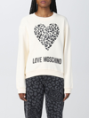 Love Moschino Womens  Cream Animal Heart Sweatshirt In Cream