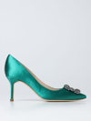 Manolo Blahnik Hangisi 90 Emerald Satin Pumps In Emerald