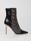 Balmain Roni Monogram Button Stiletto Booties In Ivory