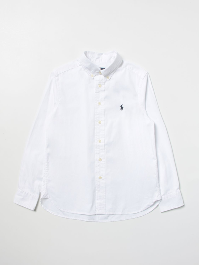 Polo Ralph Lauren Polo Rl Kids Long Sleeve Sport Shirt Shirts In White