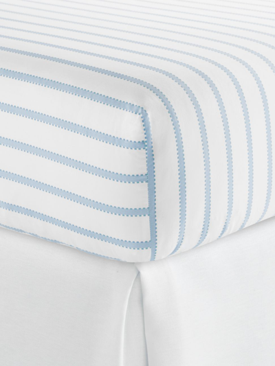 Peacock Alley Ribbon Stripe Percale Fitted Sheet In Denim