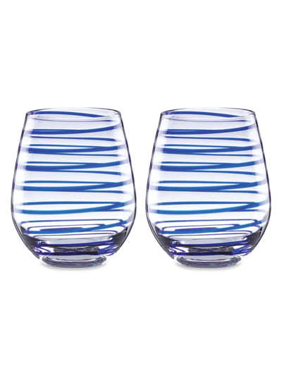 Kate Spade New York Charlotte Street Collection 2-pc. Stemless Wine Glasses Set In Blue