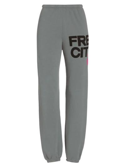 Freecity Large Logo Sweatpants In Gray Art