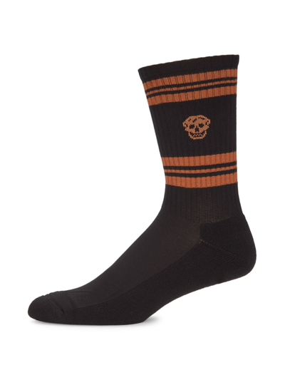 Alexander Mcqueen Skull Striped Socks In Black Light Brown