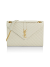 Saint Laurent Large Envelope Monogram Matelassé Leather Shoulder Bag In Bianco Cream