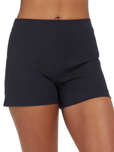 Spanx Polished Stretch Cotton Shorts In Classic Navy