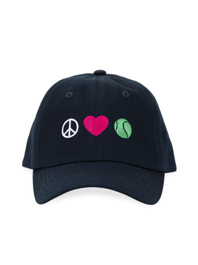 Ame & Lulu Little Kid's & Kid's Peace Love Tennis Camper Hat In Navy