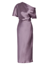 Amsale Draped Satin One Shoulder Dress In Violet