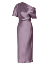 Amsale Draped Satin One Shoulder Dress In Mauve