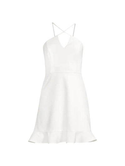 Aidan Mattox Halter A-line Dress In White