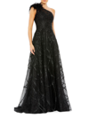 MAC DUGGAL WOMEN'S ONE-SHOULDER FEATHERED A-LINE GOWN
