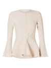 Scanlan Theodore Belted Crepe Knit Peplum Jacket In Ice Pink