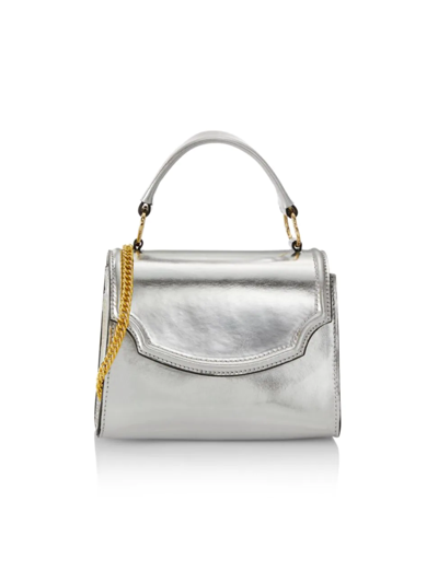 Chiara Boni Chiara Metallic Leather Mini Top-handle Bag In Silver