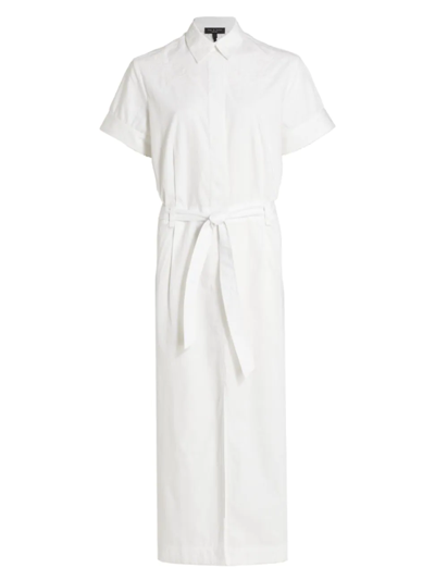 Rag & Bone Jade Embroidered Belted Shirt Dress In White