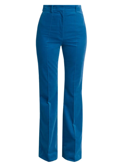 Agnona Cotton Velvet High-rise Pants In Blue