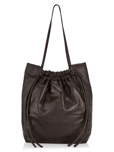 Proenza Schouler Drawstring Leather Tote Bag In Dark Chocolate