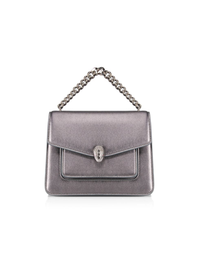 Bvlgari Maxi Serpenti Metallic Leather Chain Top Handle Bag In Anthracite
