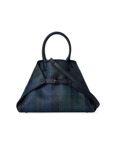 Akris Ai Small Plaid Braided Top-handle Bag In Gallus Green