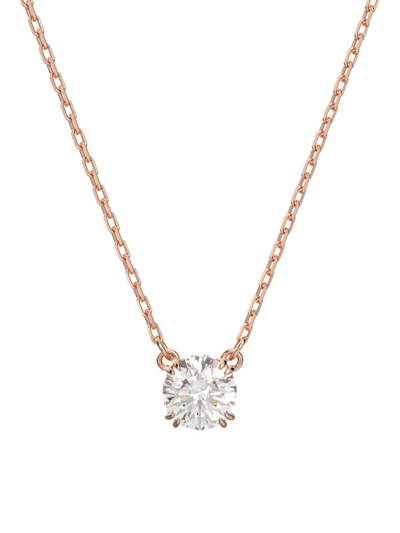 Swarovski Silver-tone Constella Crystal Pendant Necklace, 14-7/8" + 2" Extender In Rose Gold