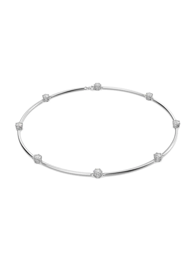 Swarovski Constella Rhodium-plated Brass And Zirconia Necklace In Silver