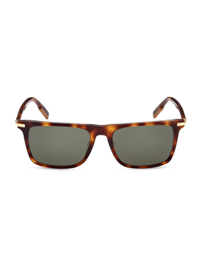 Zegna Rectangular Tortoiseshell 56mm Sunglasses In Brown