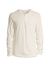 Onia Men's Slubbed Long-sleeve Henley Shirt In Swan