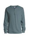Onia Slubbed Long-sleeve Henley Shirt In Stormy Blue