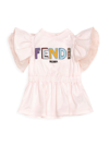 FENDI BABY GIRL'S FLUTTER SLEEVE LOGO DRESS