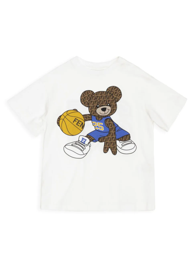 Fendi Kids' Basketball Teddy-print Cotton-jersey T-shirt 4 - 14 Years In White