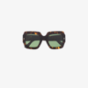 Gucci Brown Havana Oversized Square Frame Sunglasses In Green