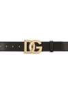 Dolce & Gabbana Calfskin Belt With Dg Logo In Black