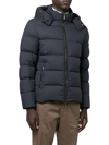 Moorer Horizontal Quilted Padded Jacket With High Collar In Blue