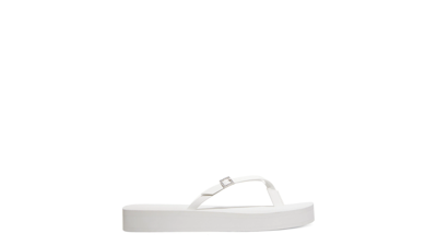 Stuart Weitzman Sw Crystal Thong Flatform Sandal In White