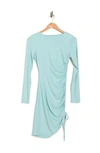 Susana Monaco Side Ruched Long Sleeve Body-con Minidress In Breathe